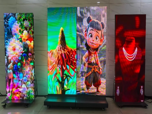 Pantalla LED P2.5 plegable para interiores HD con soporte para póster, para videowall en centros comerciales