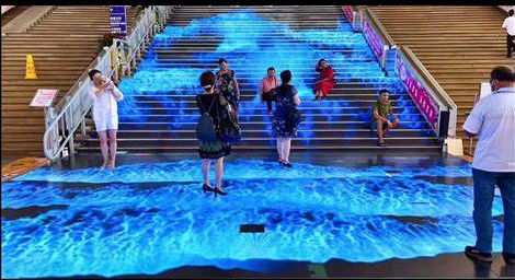 Iluminación ligera y duradera para interiores y exteriores con pantalla de azulejos de suelo LED