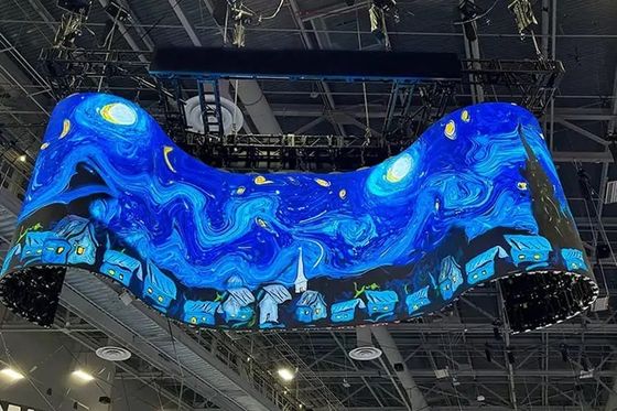 Tipo de alquiler de señalización digital Panel LED curvado en P3.91 para escaparates al aire libre