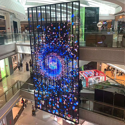 Pantalla LED de vidrio transparente incorporada de 3.91 mm-7.82 mm Publicidad de edificios